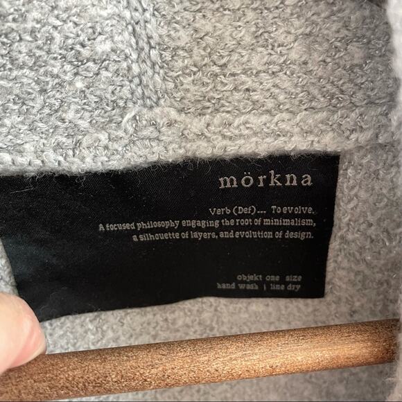 Morkna | Thick Heavy Knit Light Grey Open Front Cardigan Pockets Women’s Large - Picture 5 of 5